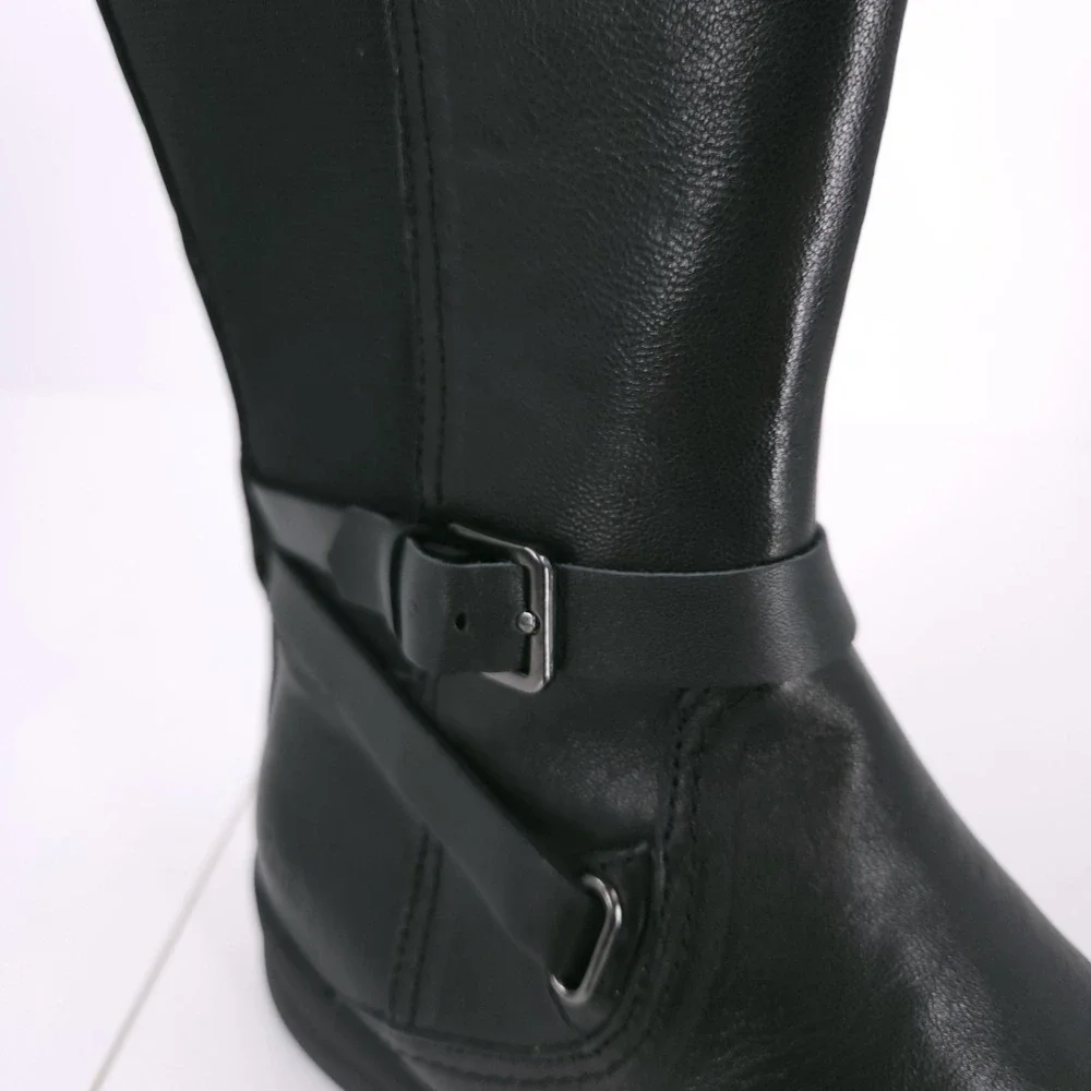 Jambu Taylor Knee High Leather Black‎ Booties Buckle Zip Womens Size 7.5 M